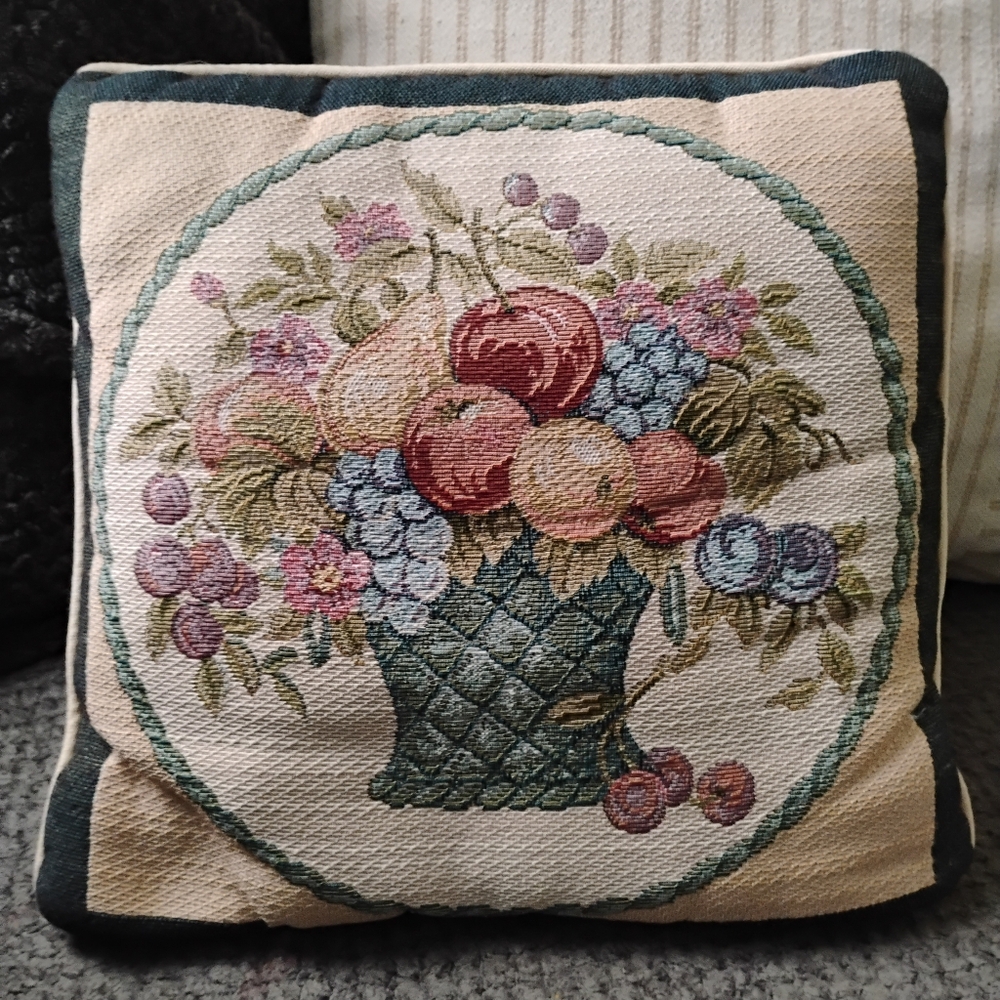 Handmade Throw Pillow Farmhouse Fruit Basket Cottage Pillow